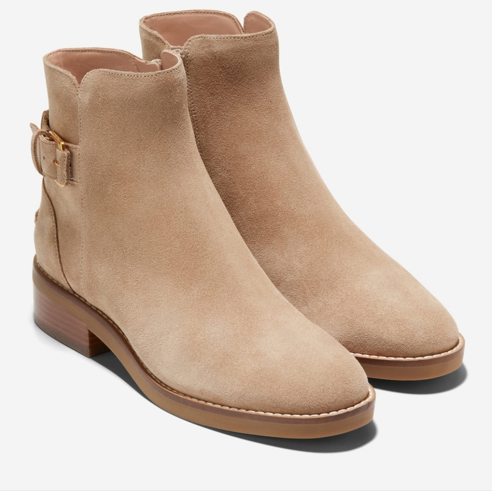 NWOT Cole Haan Hampshire Buckle Ankle Bootie Dark Latte Suede Size 10 B W29165